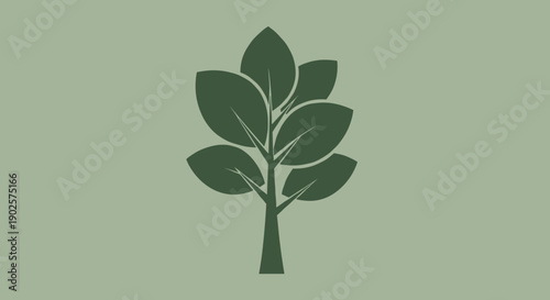 Stylized Green Tree Silhouette with Leaves.