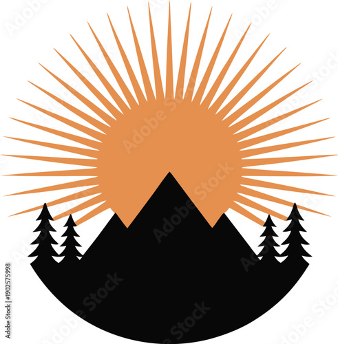 Mountain Sunrise Pine Forest Silhouette