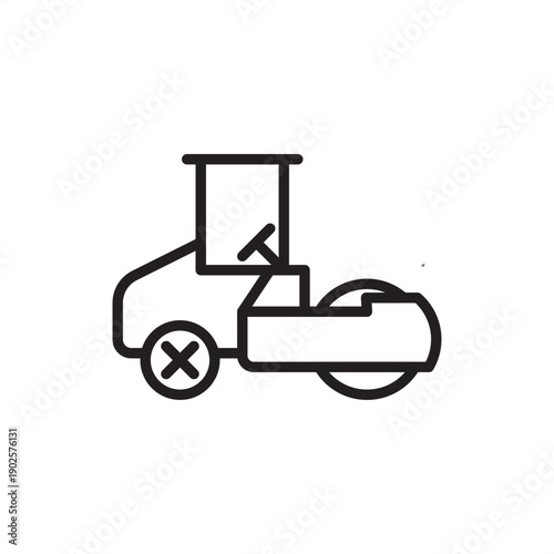 Soil compactor icon. Road construction and geotechnics, representing vibratory rollers, asphalt paving machines, earthwork compaction hardware, and heavy-duty municipal infrastructure engineering.