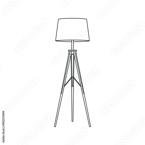 A tall standing lamp with a square lampshade