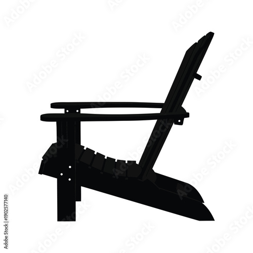 Black folding chair with armrests and footrest