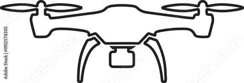 Drone Icon Silhouette Flat Black Vector Isolated on White. Minimal Drone UAV Silhouette Icon Black Flat Vector Illustration. Drone Silhouette.