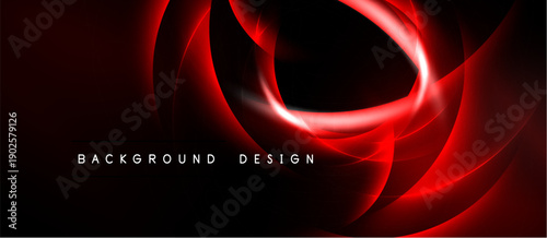 Abstract red energy flows, dynamic curves, dark background. Modern design element, vibrant illumination, sleek presentation.