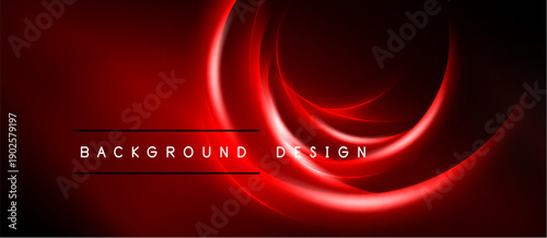 Dark red abstract background. Glowing curves create dynamic visual effect. Text reads background design. Modern, sleek presentation.