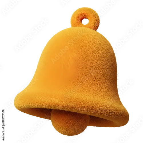 Brown fuzzy bell with colorful striped background soft plush