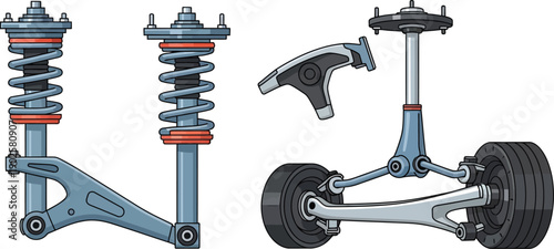 Vector car suspension system illustration