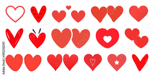 PNG Various red heart shapes collection on transparent background