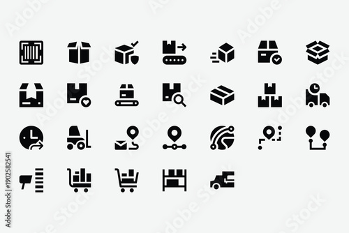Delivery and Logistics Solid Icon Set