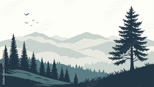  Minimal Mountain Landscape with Copy Space