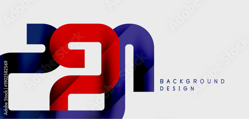 Abstract number design features bold colors, layered shapes. Modern aesthetic suitable for backgrounds, graphics, branding.