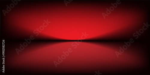Abstract gradient podium background. Empty red 3D studio background. Clean scene for product presentation mockup template.