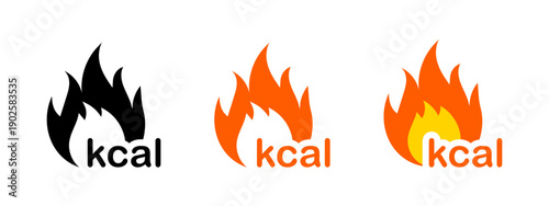 Kcal icon isolated, The fire icon symbolizes weight loss, diet and healthy lifestyle.