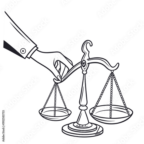 Hand Stabilizing Scales of Justice balance equilibrium