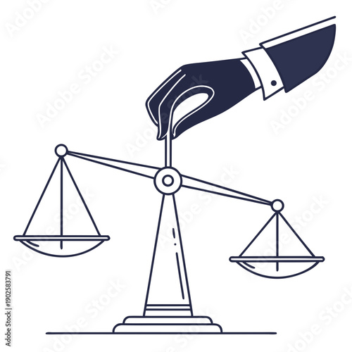 Hand controlling balance scale with suit sleeve