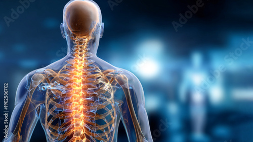 Exploring the intricate details of the human spine and nervous system in a stunning, illuminated representation highlighting anatomy and health