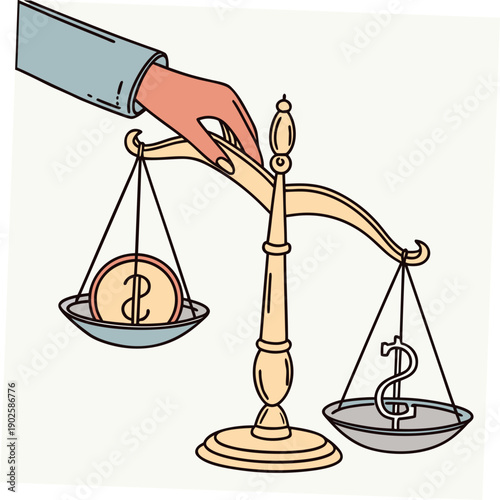 Human hand guiding equilibrium of floating finances