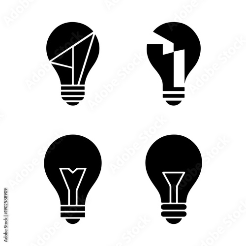 Light bulb icon set isolated on transparent background