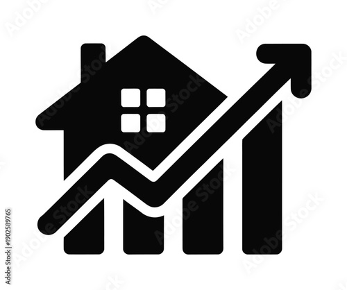 Vector illustration of a house with an upward trending graph indicating growth in real estate.