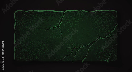 Dark Green Stone Slab with Cracks.