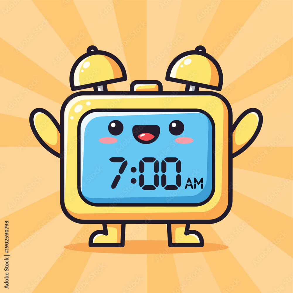 Naklejka premium Alarm Clock Cartoon Character