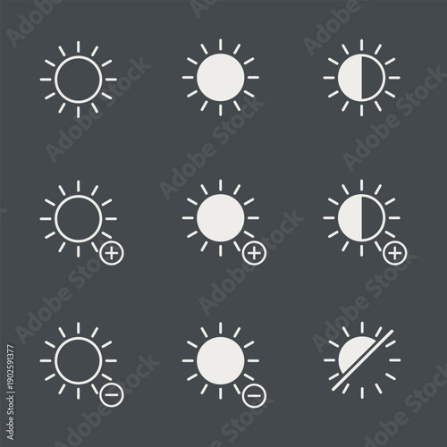 Collection of icons depicting various weather and moon phase conditions