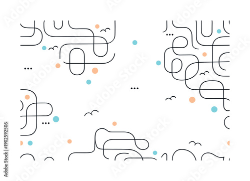 Serene Linear Patterns. Modern linear pattern. Rounded continuous lines looping softly to form a friendly repeating design. Contemporary abstract texture with