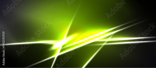 Abstract energy lines, bright yellow glow, dark background. Dynamic composition creates futuristic feel. Vivid colors dominate scene.