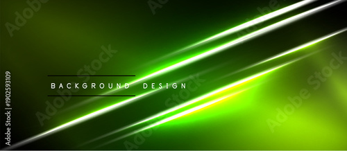 Dark green background features bright white diagonal lines. Text reads background design. Modern, abstract visual presentation.