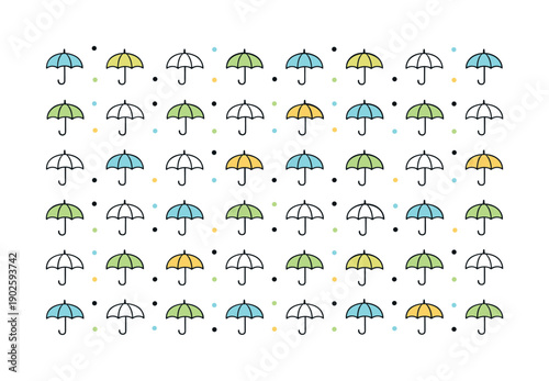Umbrella abstract iconography. A repeating pattern of tiny umbrella icons arranged evenly, suitable for backgrounds or UI decoration. The