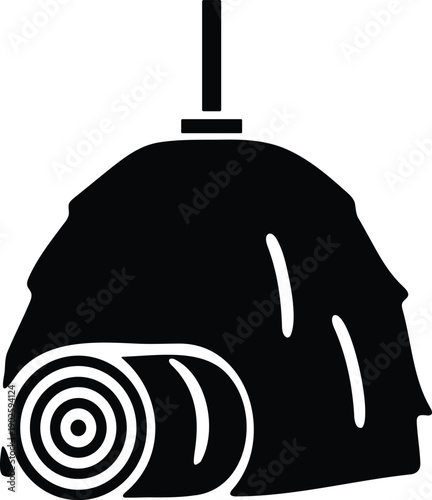 Blackandwhite illustration of chainsaw cutting log wood  logging equipment  forestry tool  industry  work  machine