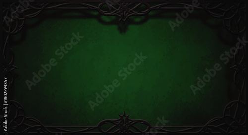 Ornate Black Frame on Green Background.