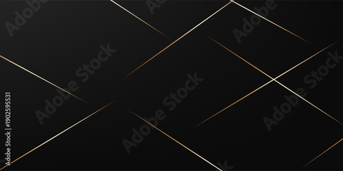 Abstract luxury background. Diagonal and gold lines on black texture background. Vector illustration.