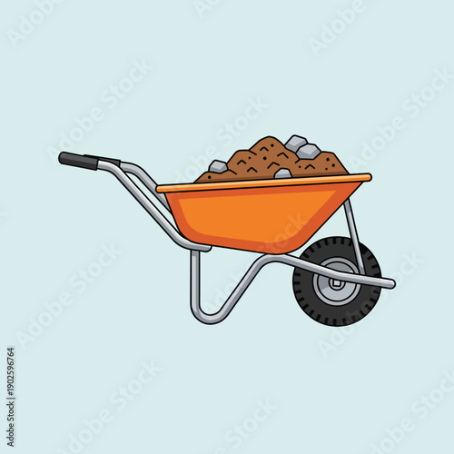 Orange Wheelbarrow with Soil