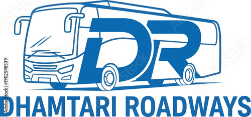 Dhamtari roadways bus logo with blue text isolated on transparent background s