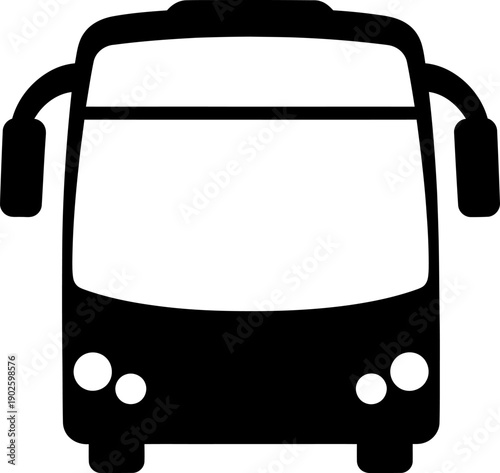 Front view silhouette of a modern passenger bus for travel.
