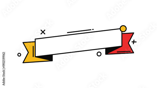 Trendy geometric banner design featuring colorful ribbons and abstract shapes for promotional messages and digital announcements.