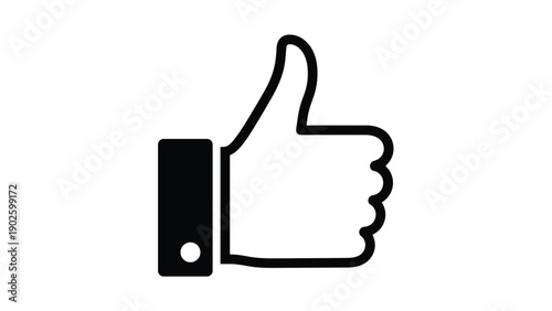 Universal thumbs up icon in solid black representing like, approval, success, or positive feedback on a plain white background.