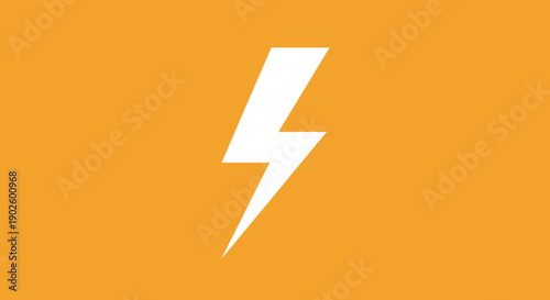 White lightning bolt symbol on orange background.