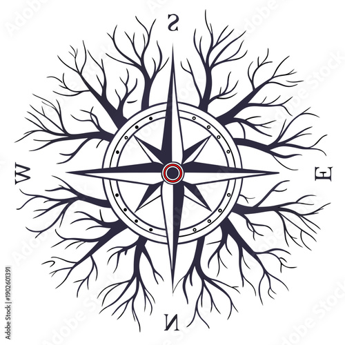 Cosmic compass composed of roots and branches navigation