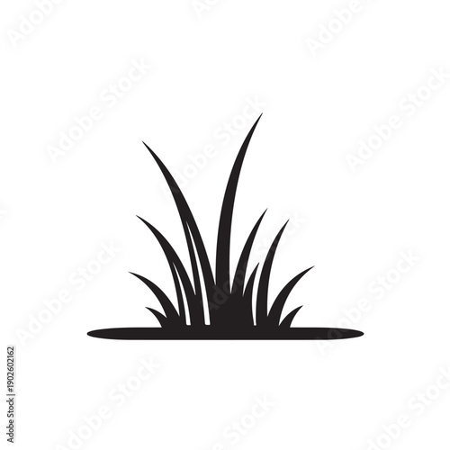 Black Silhouette of Tall Grass Plants.