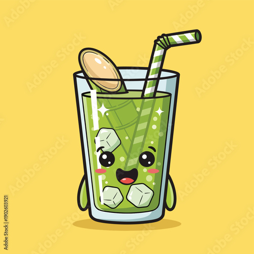 Green Smoothie Cartoon Character