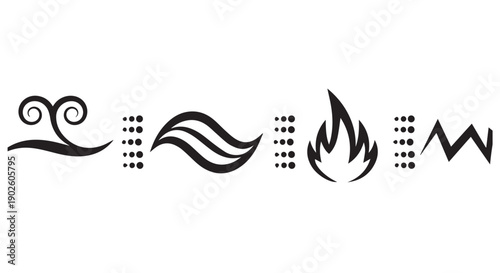 Collection of abstract black graphic elements on Transparent Background, versatile design elements for various creative projects.