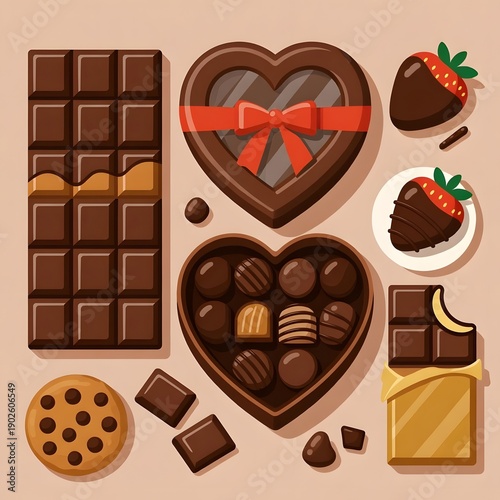 Heart Shaped Chocolate Bar with Sweet Dessert Flavor