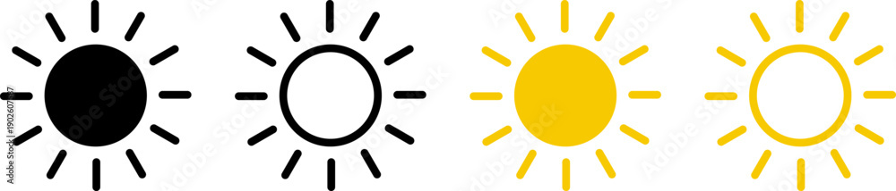 Obraz premium Sun icon vector. Yellow sun clipart on white. Sun symbol transparent background