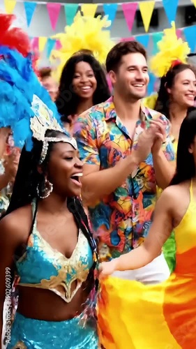 Wallpaper Mural Celebrating Group Dancing with Colorful Costumes in Festive Environment Torontodigital.ca