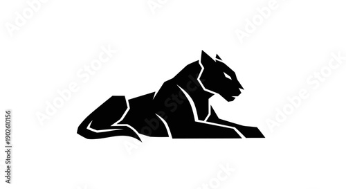 Black panther silhouette on white background