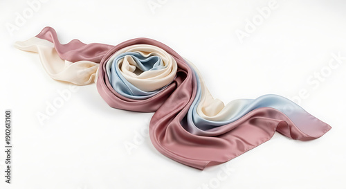 Elegant Satin Fabric Twist, Textiles Showcase, Studio Display, Photography, Soft Lighting, Close-up, Luxury Fashion Concept