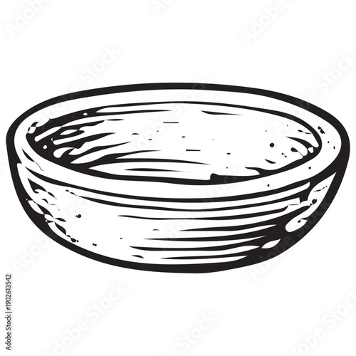 Vintage Rustic Bowl Doodle Engraving Retro Kitchen Dish Hand Drawn Culinary Line Art Illustration