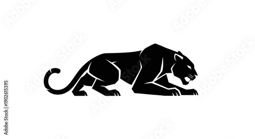 Black panther silhouette on white background