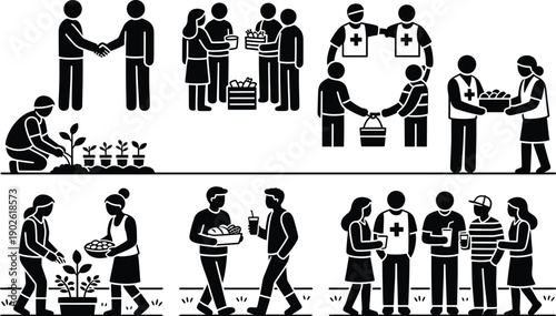 Diverse people engaging in various business activities and teamwork